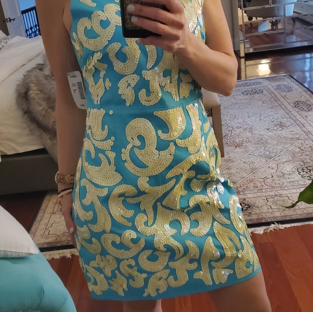 Julie Brown Aqua Blue Mini dress with sequence - Picture 2 of 4